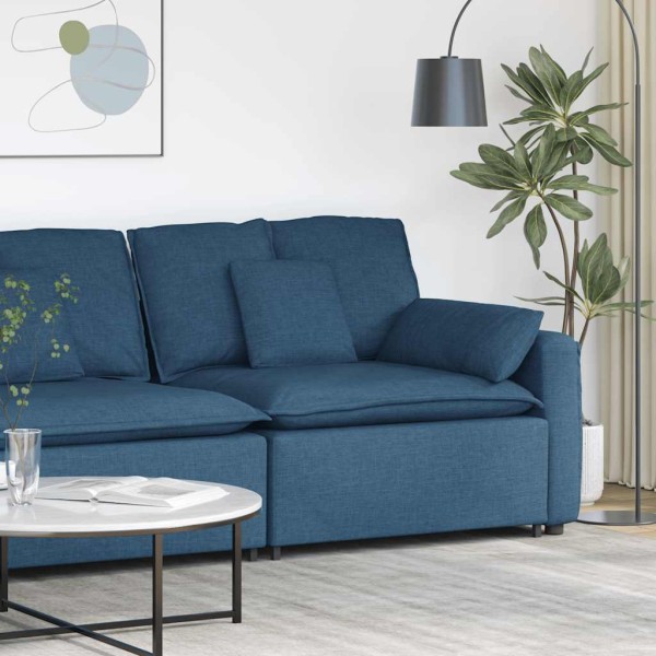Modular sofa with armrests and cushions, blue, 100 cm