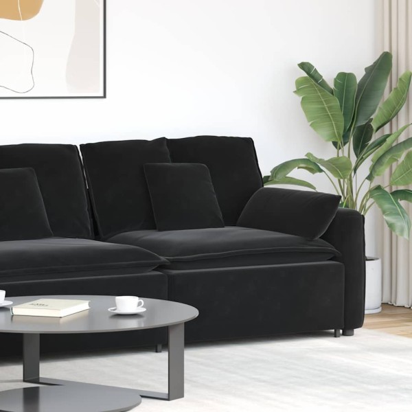Modular sofa with armrests and cushions, black, 100 cm