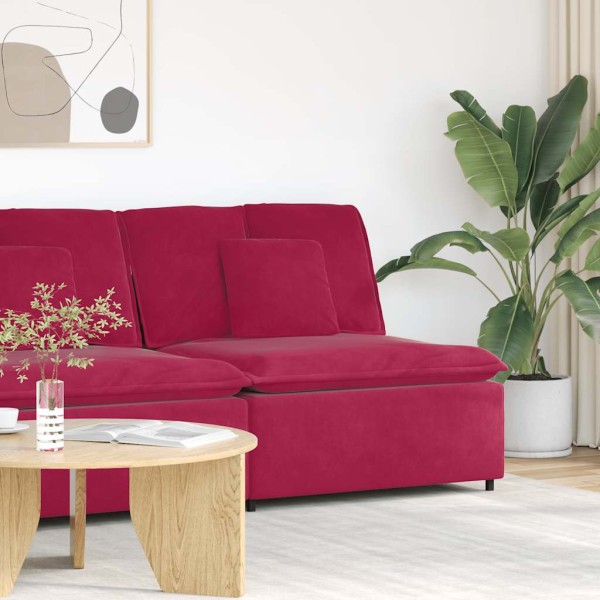Modular sofa with cushions, wine red, 100 cm
