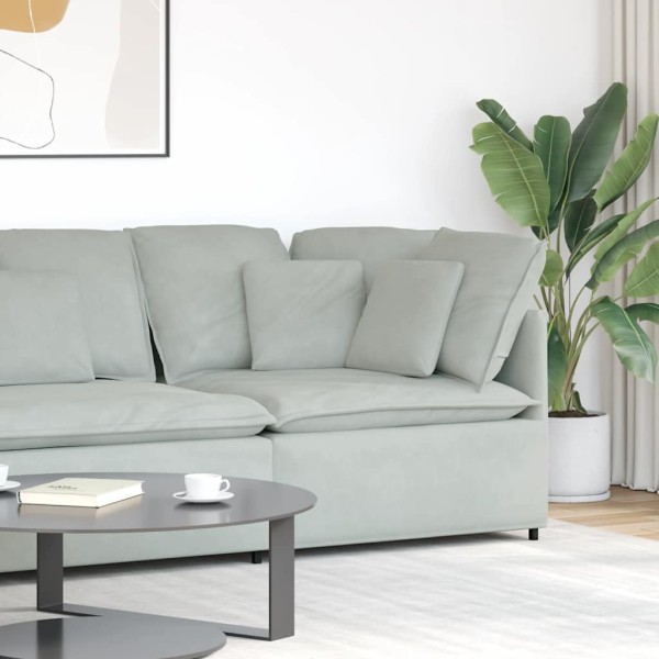 Modular corner sofa with cushions, light grey, 100 cm