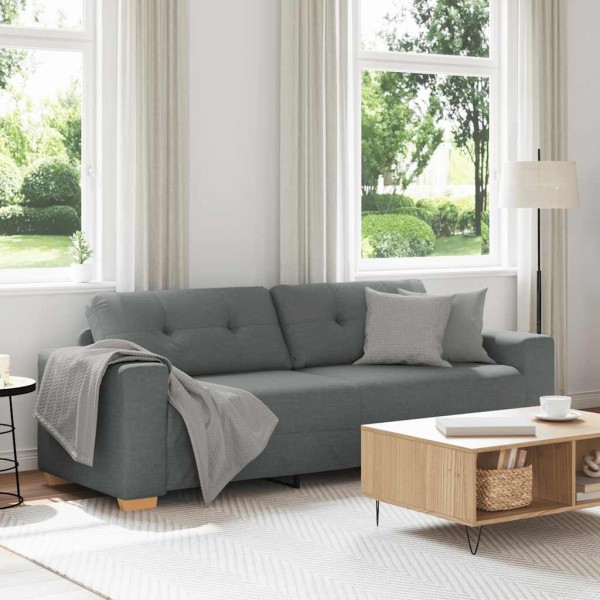 Three-seater sofa, dark gray, 220x78x80 cm, fabric