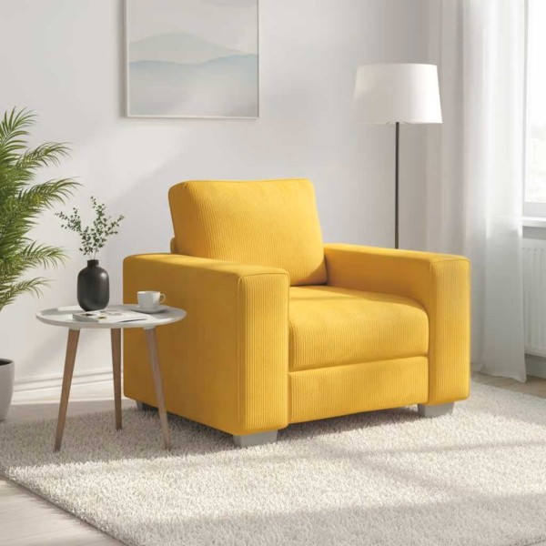 Sofa-chair, light yellow, 100x77x82 cm, corduroy, fabric