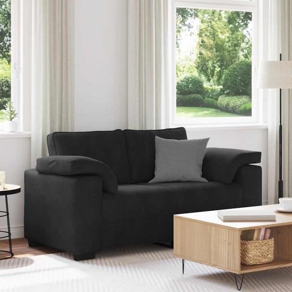 Double sofa, black, 160x77x82 cm, velvet