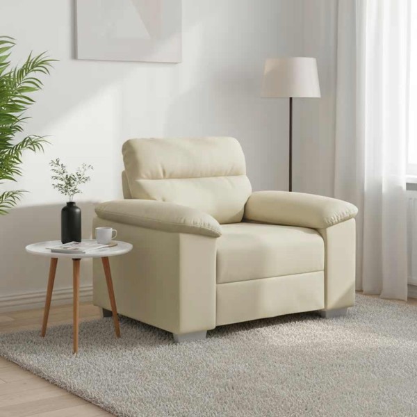 Sofa-kėdė, kreminės spalvos, 100x81x84 cm, dirbtinė oda