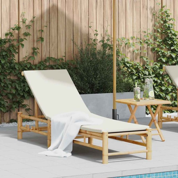 Sunbed with cushions, 55x199x30cm, bamboo