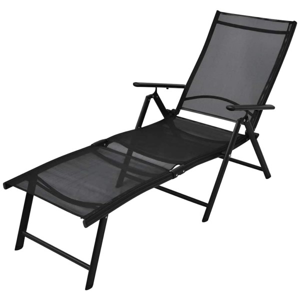 Folding sun lounger, aluminum, black