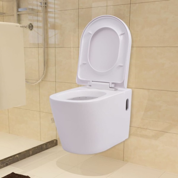 Hanging ceramic toilet, white