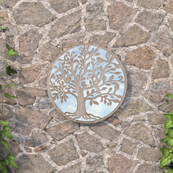 Garden mirror, beige, 60x2.5cm, iron, circular