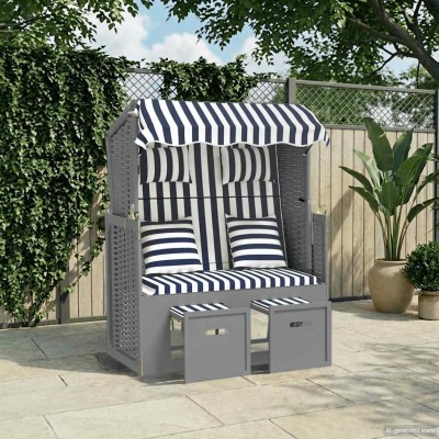 Beach chair, blue/white,...