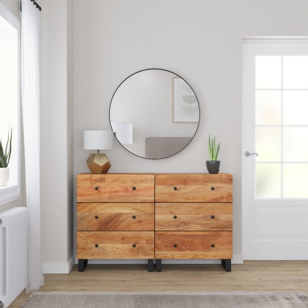 Side cabinets, 2 pcs., 60x33x75cm, solid acacia wood