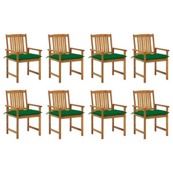 Garden chairs with cushions, 8 pcs., solid acacia wood