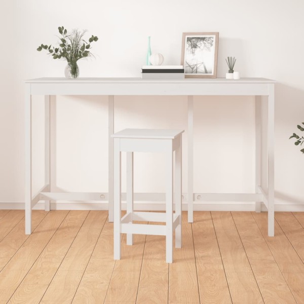 Bar table, white, 180x80x110cm, solid pine wood