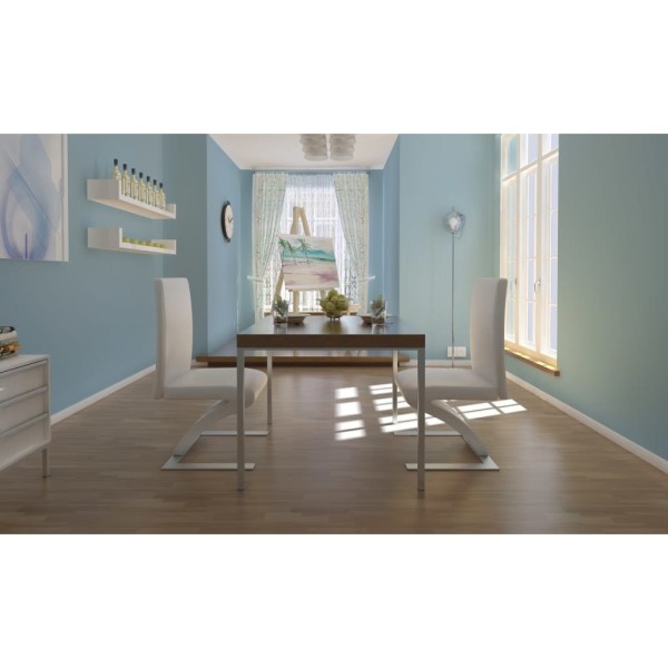 Dining room chairs, 2 pcs., white color, artificial leather