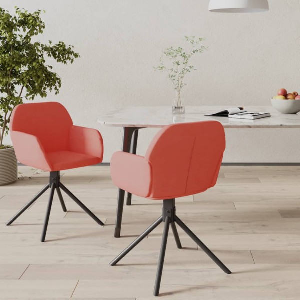 Swivel dining chairs, 2 pcs., pink, velvet