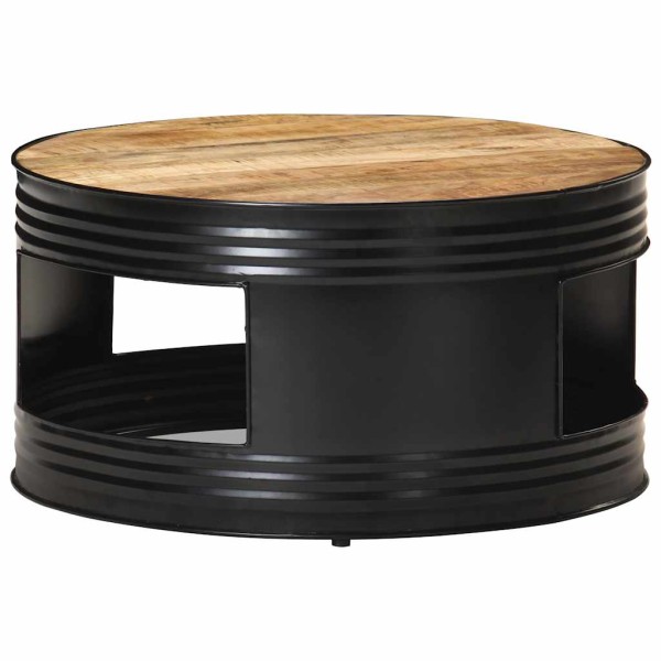 Coffee table, black, 68x68x36cm, solid mango wood