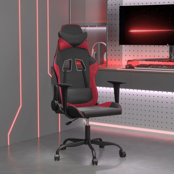 Gaming chair, black and wine red, artificial leather