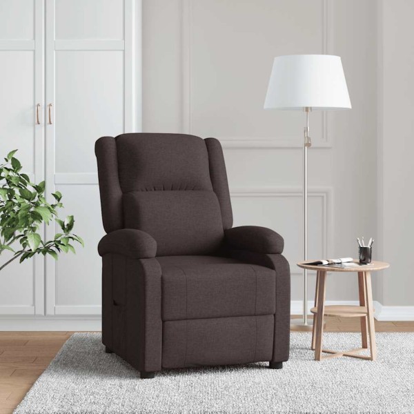 Reclining chair, dark brown, fabric