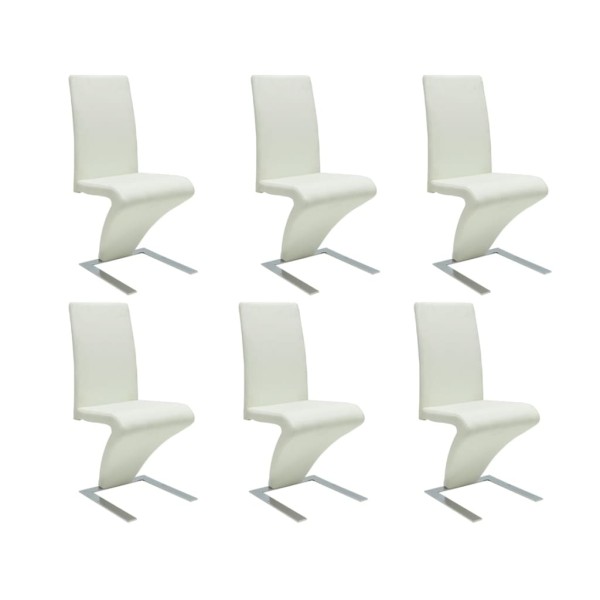 Dining room chairs, 6 pcs., white, artificial leather