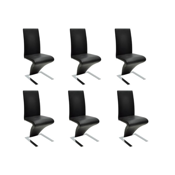 Dining room chairs, 6 pcs., black, artificial leather