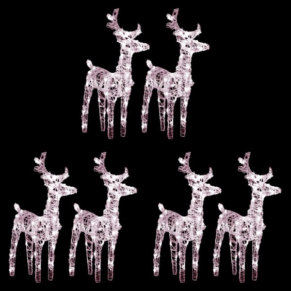 Christmas deer, 6 pcs., acrylic, 240 warm white LEDs