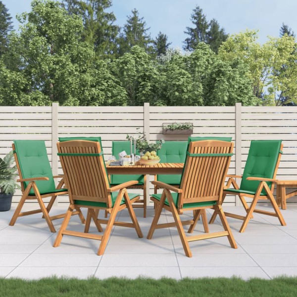 Reclining garden chairs with cushions, 6 pcs., solid teak
