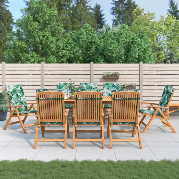 Reclining garden chairs with cushions, 8 pcs., solid teak