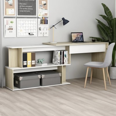 Corner desk, white/oak,...