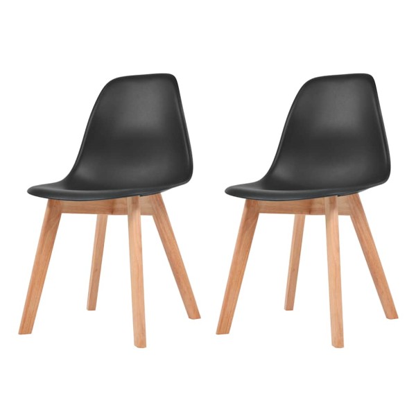 Dining room chairs, 2 pcs., black, plastic