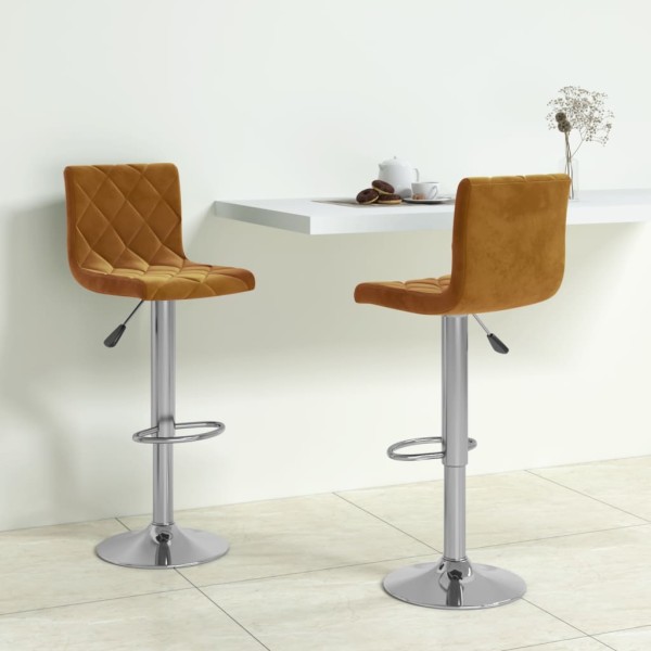 Bar stools, 2 pcs., brown, velvet