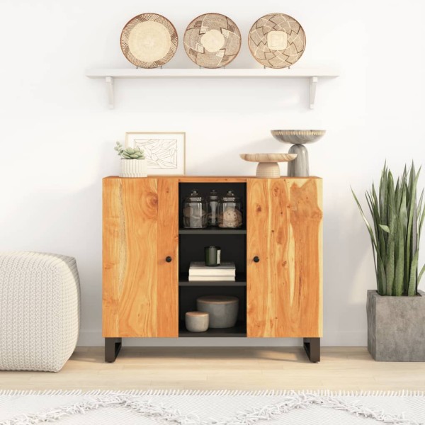 Side cabinet with 2 doors, 90x33x75cm, solid acacia