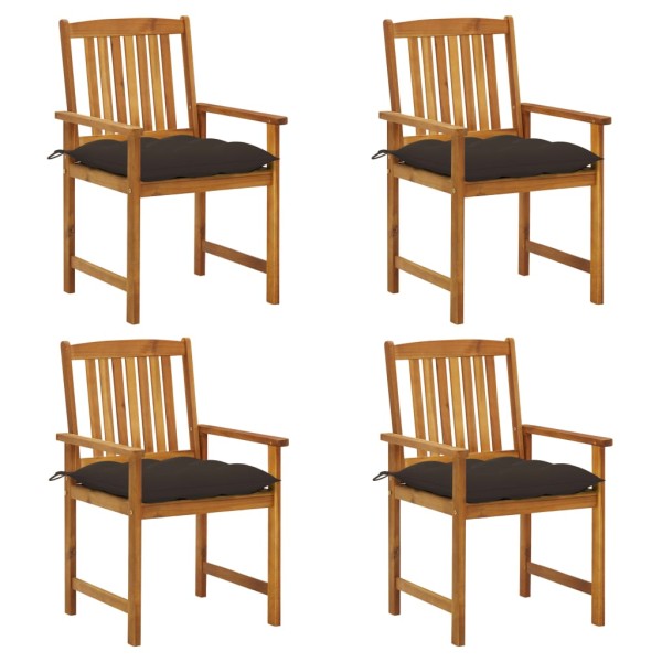 Garden chairs with cushions, 4 pcs., solid acacia wood