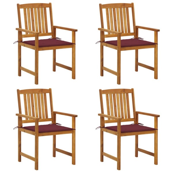 Garden chairs with cushions, 4 pcs., solid acacia wood