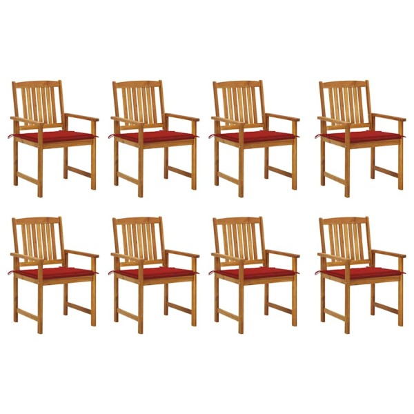 Garden chairs with cushions, 8 pcs., solid acacia wood