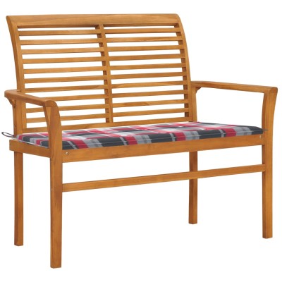 Garden bench with checkered...