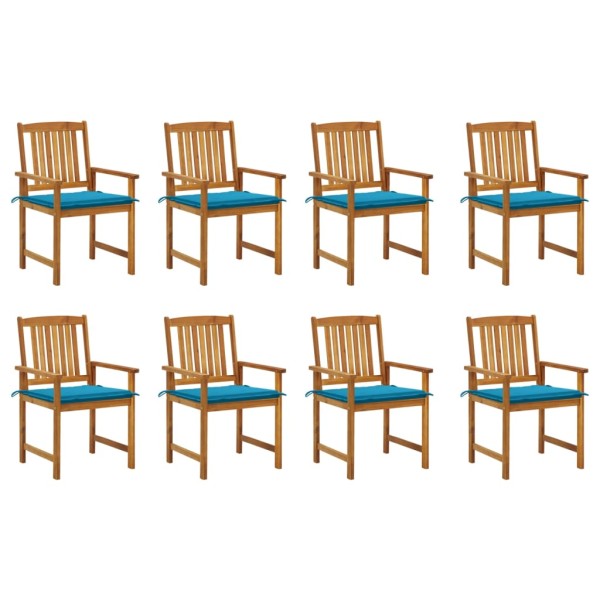 Garden chairs with cushions, 8 pcs., solid acacia wood