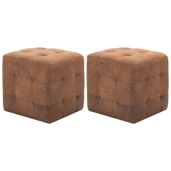 Poufs, 2 pcs., brown width, 30x30x30cm, artificial leather