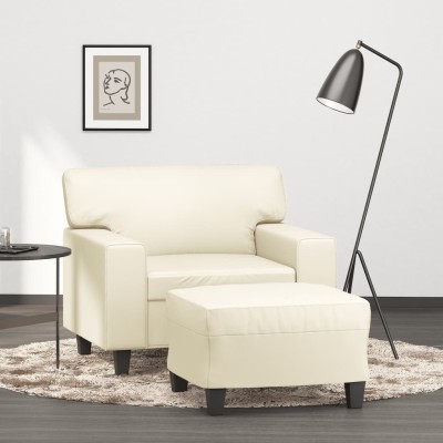 Armchair with foot, cream...