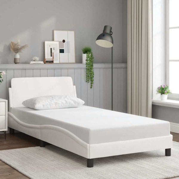 Bed frame, Dover, white, 100x190cm artificial leather