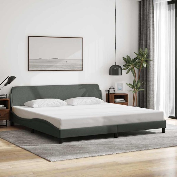 Bed frame, Dover, dark gray, 193x203cm, fabric