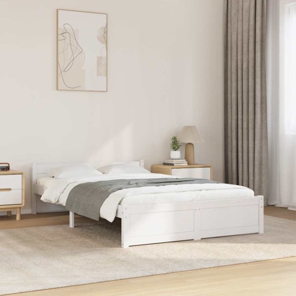 Bed frame, white, 120x190cm, solid wood, double