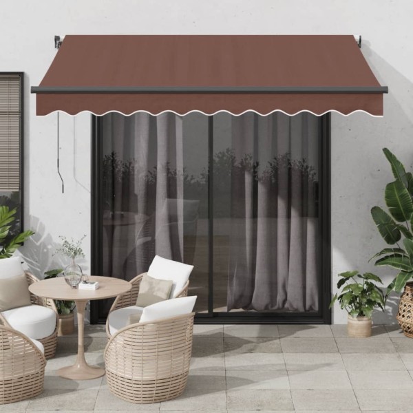 Automatic retractable awning with LED, brown, 350x250cm