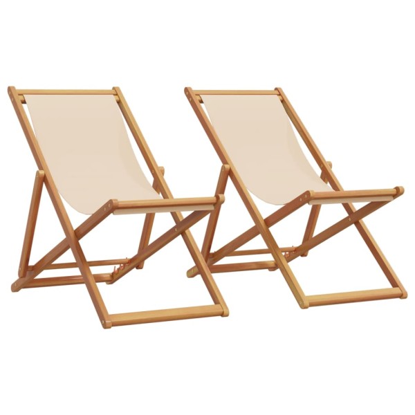 Folding beach chairs, 2 pcs., sand, fabric/wood