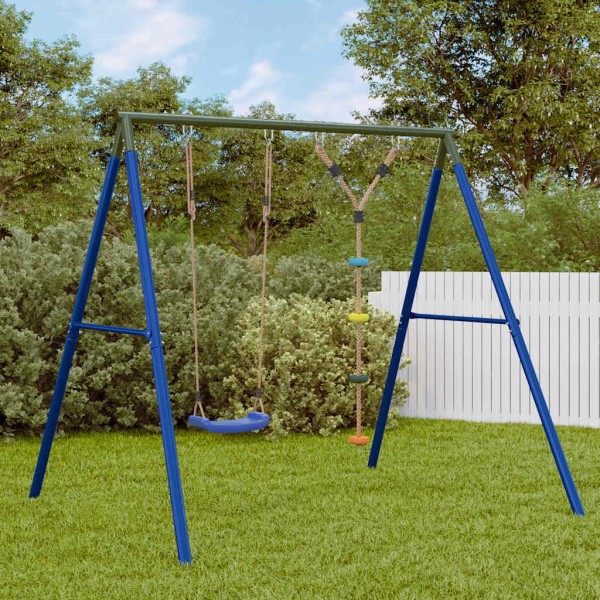 Outdoor swing set with swing and disc swing
