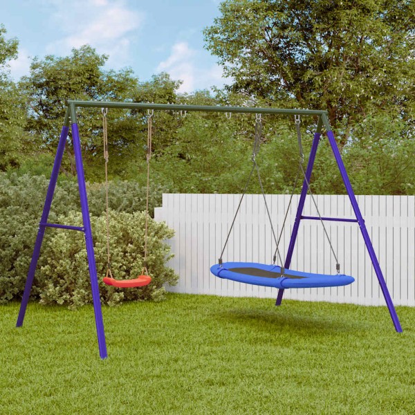 Outdoor swing set with swing and nesting swing