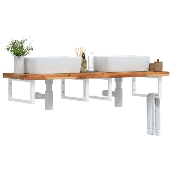 Shelf for the washbasin, steel and solid acacia wood