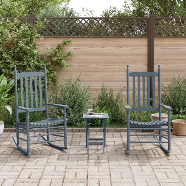 Rocking chairs with folding table, 2 pcs., gray, poplar