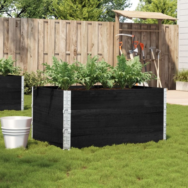 Garden bed, black, 120x80cm, solid pine wood