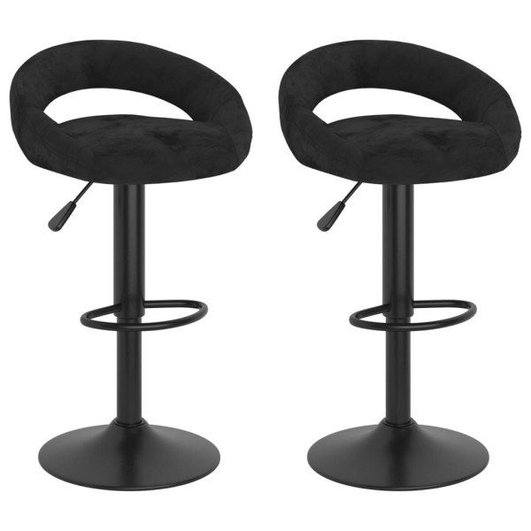 Bar stools, 2 pcs., black, velvet