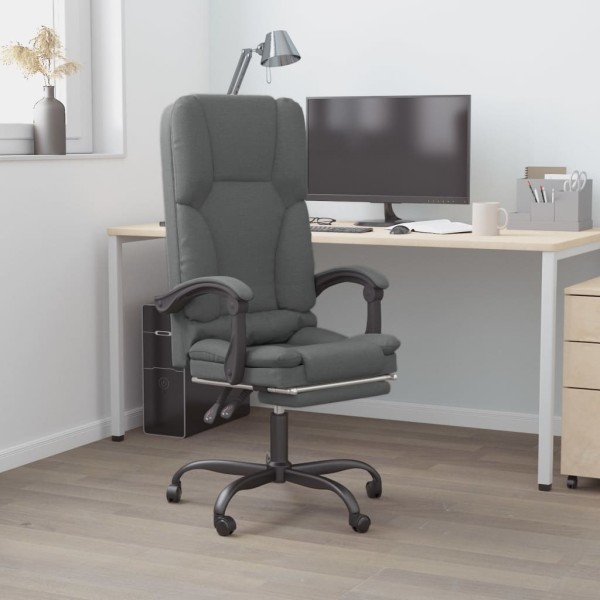 Massage reclining office chair, dark gray, fabric