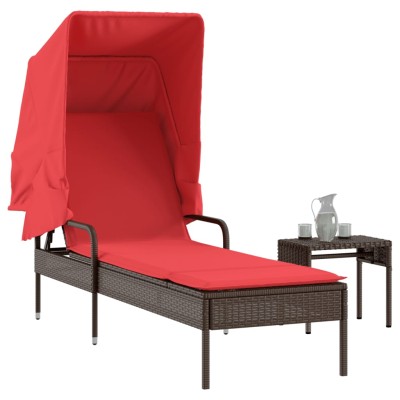Sun lounger with canopy and...